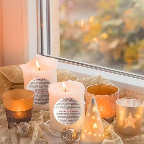 500 Pieces White Candle Warning Labels Candle Jar Container Stickers Candle Safety Stickers Decal Candle Warning Labels Stickers for Candle Making DIY Candle Jars and Tins Candle Making (1 inch) in Saudi Arabia