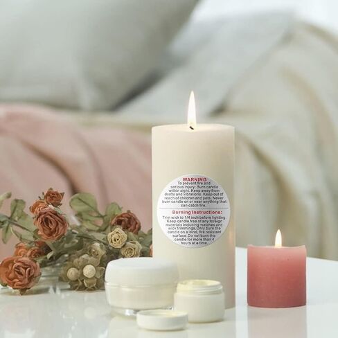 500 Pieces White Candle Warning Labels Candle Jar Container Stickers Candle Safety Stickers Decal Candle Warning Labels Stickers for Candle Making DIY Candle Jars and Tins Candle Making (1 inch) in Saudi Arabia