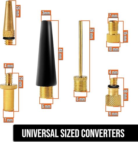 Bike Valve Adapter Kit (Pack of 10 Valves + 6 Caps + 2 Ball Pump Needle) - Presta Valve, Dunlop Valve, Schrader Valve Bike adapters - Sports Ball Inflation Needle – by Mobi Lock in Kuwait