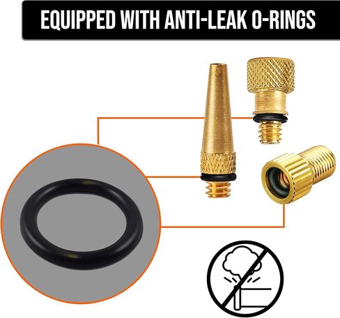 Bike Valve Adapter Kit (Pack of 10 Valves + 6 Caps + 2 Ball Pump Needle) - Presta Valve, Dunlop Valve, Schrader Valve Bike adapters - Sports Ball Inflation Needle – by Mobi Lock in Kuwait