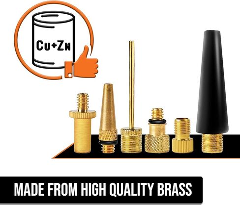 Bike Valve Adapter Kit (Pack of 10 Valves + 6 Caps + 2 Ball Pump Needle) - Presta Valve, Dunlop Valve, Schrader Valve Bike adapters - Sports Ball Inflation Needle – by Mobi Lock in Kuwait