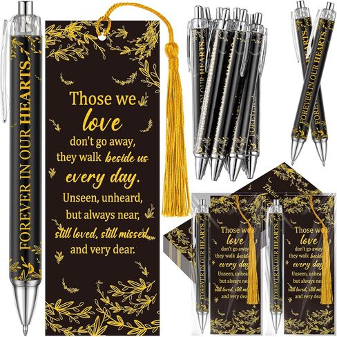 60 Set Memorial Funeral Favors for Guests Funeral Favors for a Memorial Service Ballpoint Pens and Poem Prayer Bookmarks Celebration of Life Condolence Bereavement Gift(Purple White) in Saudi Arabia