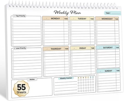 Weekly To-Do List Planner Notepad, 8.5" x 11" with 55 Undated Sheets, Premium Task Organizer Pad for Office & Home with Time Slots, Priority Sections, Notes & Habit Tracker – Desk Planner for Men & Women in Saudi Arabia