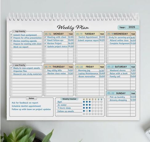 Weekly To-Do List Planner Notepad, 8.5" x 11" with 55 Undated Sheets, Premium Task Organizer Pad for Office & Home with Time Slots, Priority Sections, Notes & Habit Tracker – Desk Planner for Men & Women in Saudi Arabia