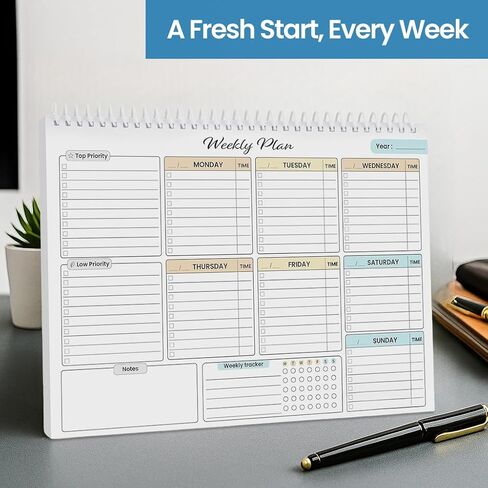 Weekly To-Do List Planner Notepad, 8.5" x 11" with 55 Undated Sheets, Premium Task Organizer Pad for Office & Home with Time Slots, Priority Sections, Notes & Habit Tracker – Desk Planner for Men & Women in Saudi Arabia