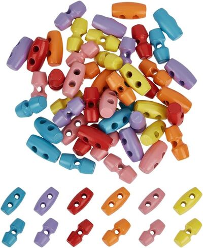 FINGERINSPIRE 48 Pcs 1 Hole & 2 Hole Mini Alloy Toggle Buttons 10x5mm Colorful Tiny Sewing Horn Toggle Button 6 Color Micro Olive Shape Sewing Button Small Bowling Sewing Buttons for DIY Sewing Craft in Saudi Arabia