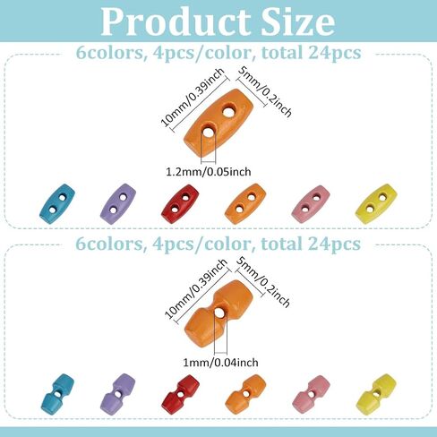 FINGERINSPIRE 48 Pcs 1 Hole & 2 Hole Mini Alloy Toggle Buttons 10x5mm Colorful Tiny Sewing Horn Toggle Button 6 Color Micro Olive Shape Sewing Button Small Bowling Sewing Buttons for DIY Sewing Craft in Saudi Arabia