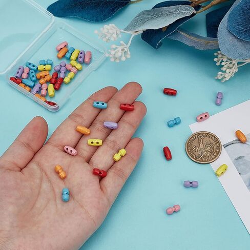 FINGERINSPIRE 48 Pcs 1 Hole & 2 Hole Mini Alloy Toggle Buttons 10x5mm Colorful Tiny Sewing Horn Toggle Button 6 Color Micro Olive Shape Sewing Button Small Bowling Sewing Buttons for DIY Sewing Craft in Saudi Arabia