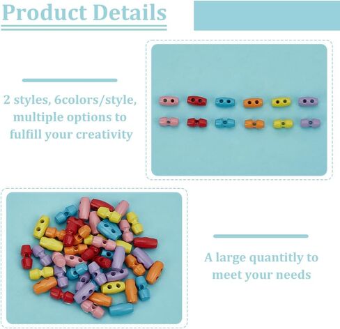 FINGERINSPIRE 48 Pcs 1 Hole & 2 Hole Mini Alloy Toggle Buttons 10x5mm Colorful Tiny Sewing Horn Toggle Button 6 Color Micro Olive Shape Sewing Button Small Bowling Sewing Buttons for DIY Sewing Craft in Saudi Arabia