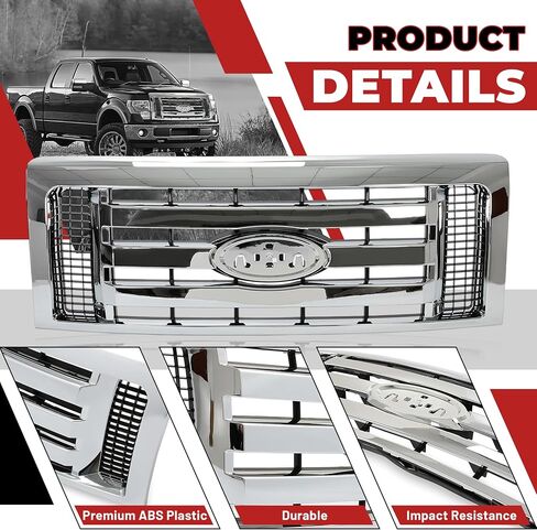 HECASA Front Grille Compatible with 2009-2014 Ford F150 XL Model Bumper Painted Black Shell and Insert Grille Assembly Guard Cover Replacement for 9L3Z8200A FO1200510 in Saudi Arabia