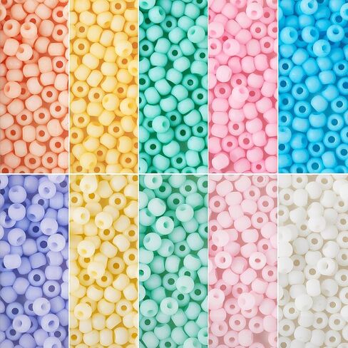 Beadthoven 1600pcs 4mm Glass Seed Beads for Jewelry Making 6/0 Pastel Candy Color Frosted Matte Opaque Round Tube Loose Pony Beads Rainbow Mini Waist Craft Beads for Bracelet Necklace Earring DIY in Saudi Arabia