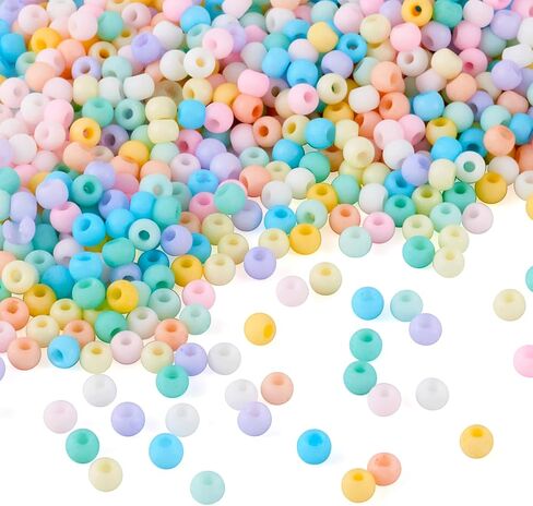 Beadthoven 1600pcs 4mm Glass Seed Beads for Jewelry Making 6/0 Pastel Candy Color Frosted Matte Opaque Round Tube Loose Pony Beads Rainbow Mini Waist Craft Beads for Bracelet Necklace Earring DIY in Saudi Arabia