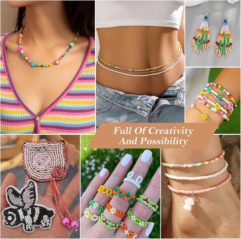 Beadthoven 1600pcs 4mm Glass Seed Beads for Jewelry Making 6/0 Pastel Candy Color Frosted Matte Opaque Round Tube Loose Pony Beads Rainbow Mini Waist Craft Beads for Bracelet Necklace Earring DIY in Saudi Arabia
