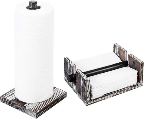 MyGift Wall-Mounted Paper Towel Holder Under Cabinet Hanging Dish Towel Rack and Paper Towel Dispenser with Industrial Metal Pipe in Saudi Arabia