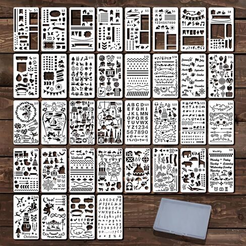 Letter & Number Stencils with Transparent Storage Box, 38 Pc Reusable Journal Stencils for Painting & Journaling, 4 x 7 in Alphabet Template for DIY Art, Drawing, Spray, Graffiti &Calligraphy in Saudi Arabia