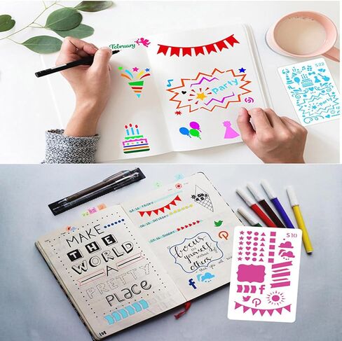 Letter & Number Stencils with Transparent Storage Box, 38 Pc Reusable Journal Stencils for Painting & Journaling, 4 x 7 in Alphabet Template for DIY Art, Drawing, Spray, Graffiti &Calligraphy in Saudi Arabia