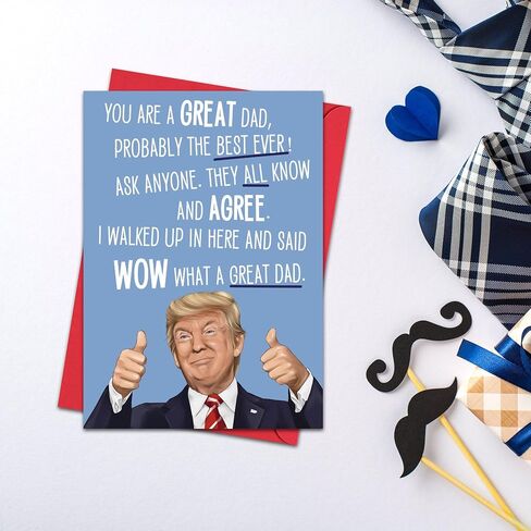 Trump Fathers Day Card - Greatest Dad Ever, Funny Fathers Day Card from Kids, Wife, Trump Fan Happy Father's Day Cards, Funny Father's Day Cards From Daughter, Son, Best Father Day Gift in Kuwait