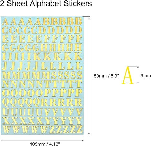 MECCANIXITY 2 Sheets Letter Resin Stickers 3D Small A to Z Gold Mini Alphabet Sticker Metallic Glitter Alloy Uppercase for Resin Nail Scrapbooking 9mm in Saudi Arabia