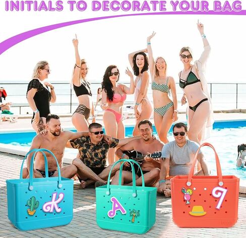 AIERSA Letter Charms for Bogg Bag Accessories A-Z, 2Pcs Purple Initials Charm for Simply Southern Bag Original All Models, Silicone Insert Decorative Letterring Attachments for Beach Tote Bags in Kuwait