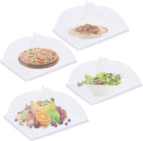 4Pack Mesh Food Covers 17inch, Outdoor Food Covers, Picnic Accessories, BBQ & Parties Food Tent, Fruit Cover (Net yarn white) in Saudi Arabia