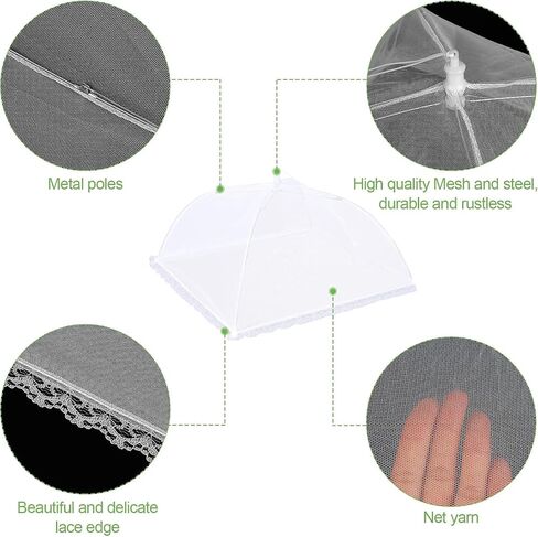 4Pack Mesh Food Covers 17inch, Outdoor Food Covers, Picnic Accessories, BBQ & Parties Food Tent, Fruit Cover (Net yarn white) in Saudi Arabia