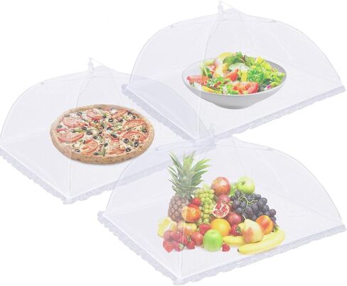 4Pack Mesh Food Covers 17inch, Outdoor Food Covers, Picnic Accessories, BBQ & Parties Food Tent, Fruit Cover (Net yarn white) in Saudi Arabia