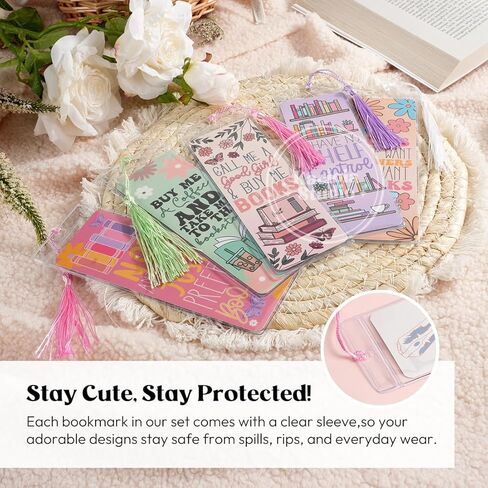 50PCS Paper Mongmark Make Kit ، وضع إشارات مرجعية للموضوع ، و 50pcs مرجعية على الأكمام واضحة مع Book Mark Tassls ، مرجعية DIY للحرف اليدوية هدايا العلامة (القوس) in Kuwait