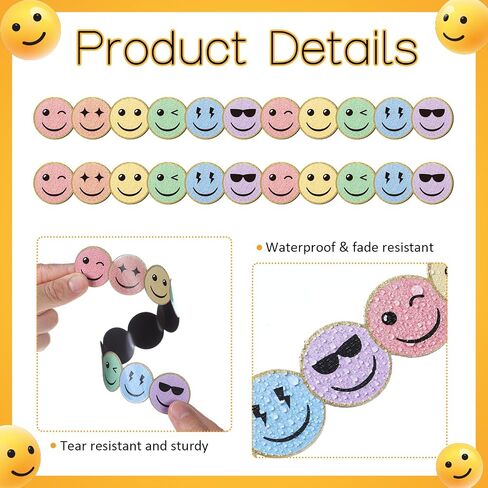 24 PCS Smile Face Magnetic Lorders for Classbroom Bhovelboard Magnetic Strips Trim Bulletin Board Borders School Classroom Decorations the School Supply (Pastel) in Kuwait