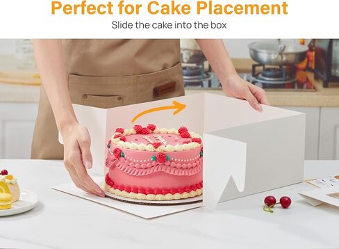 Kootek 15pcs Cake Boxes, 12x12x8 Inches Tall Cake Box with Window, White Bakery Boxes, Large Baking Boxes, Square Cardboard Cake Box for Multi-Layer Cakes, Cake Decorating Supplies for Gift Giving in Kuwait