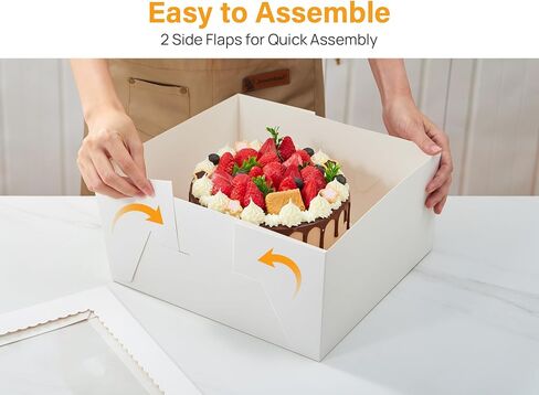 Kootek 15pcs Cake Boxes, 12x12x8 Inches Tall Cake Box with Window, White Bakery Boxes, Large Baking Boxes, Square Cardboard Cake Box for Multi-Layer Cakes, Cake Decorating Supplies for Gift Giving in Kuwait