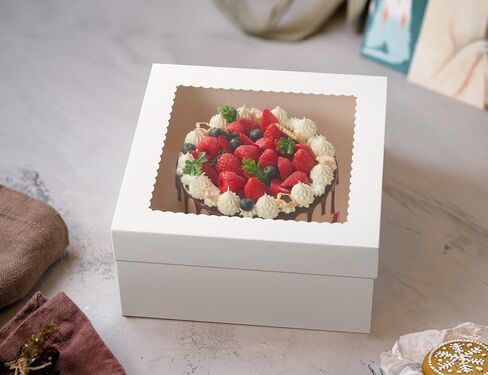 Kootek 15pcs Cake Boxes, 12x12x8 Inches Tall Cake Box with Window, White Bakery Boxes, Large Baking Boxes, Square Cardboard Cake Box for Multi-Layer Cakes, Cake Decorating Supplies for Gift Giving in Kuwait