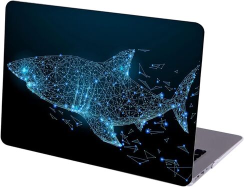 Case Compatible with MacBook Air 13 inch Retina Display with Touch ID, Hard Protective Shell with Keyboard Cover (M1 A2337 A2179 A1932, 2018 2019 2020 Release) - Holographic Great White Shark in Kuwait
