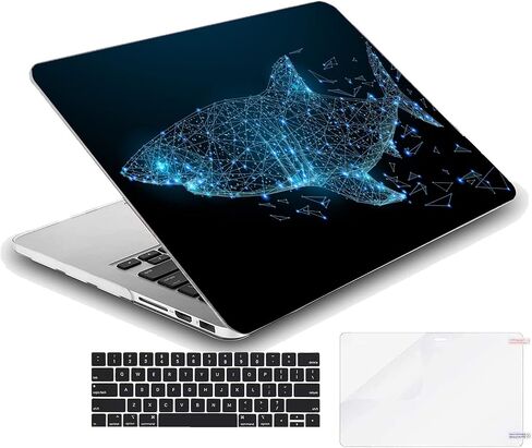 Case Compatible with MacBook Air 13 inch Retina Display with Touch ID, Hard Protective Shell with Keyboard Cover (M1 A2337 A2179 A1932, 2018 2019 2020 Release) - Holographic Great White Shark in Kuwait