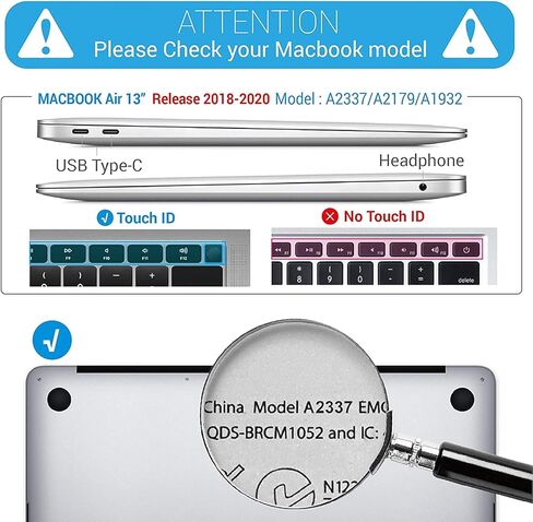 Case Compatible with MacBook Air 13 inch Retina Display with Touch ID, Hard Protective Shell with Keyboard Cover (M1 A2337 A2179 A1932, 2018 2019 2020 Release) - Holographic Great White Shark in Kuwait