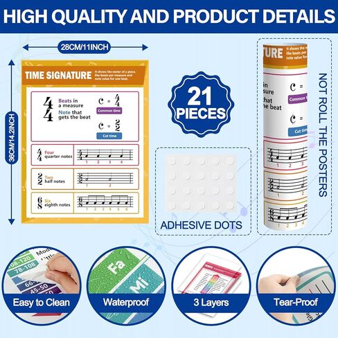 21Pcs Music Posters for Classroom Musical Educational Posters Music Note Rhythm Rules Poster Bulletin Board Decorations Teacher Supplies for Elementary Middle High School Wall Art Decor 14 x 11 In in Saudi Arabia