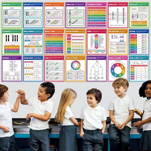 21Pcs Music Posters for Classroom Musical Educational Posters Music Note Rhythm Rules Poster Bulletin Board Decorations Teacher Supplies for Elementary Middle High School Wall Art Decor 14 x 11 In in Saudi Arabia