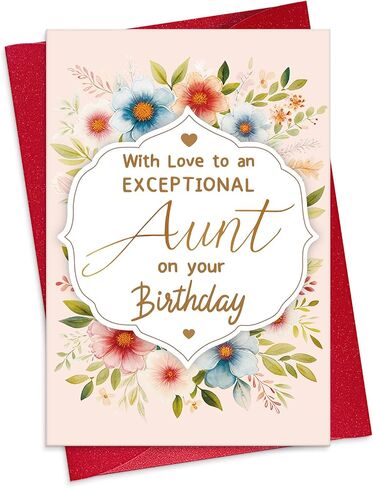 FLYAB Aunt Birthday Card - 5.5"x8" Flower Birthday Gift with Envelope Gift Cards for Her Aunts Aunty Women from Nephew Niece in Saudi Arabia