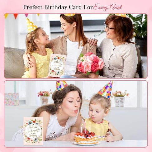 FLYAB Aunt Birthday Card - 5.5"x8" Flower Birthday Gift with Envelope Gift Cards for Her Aunts Aunty Women from Nephew Niece in Saudi Arabia