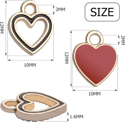 Aylifu Heart Charm Pendant,60pcs Gold Plated Enamel Red White Black Hollow Heart Charms Pendants Jewellery Making Findings for Necklace Bracelet Crafting DIY,10x12mm in Saudi Arabia