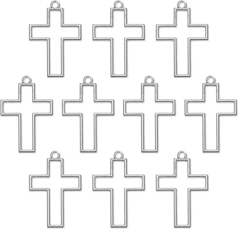 10-Pack Open Bezels for Resin, Cross Shape Open Back Bezel Pendants for Resin Jewelry Making/DIY Earrings Necklace, Alloy Hollow Frame Pendants [Gold Tone] in Saudi Arabia