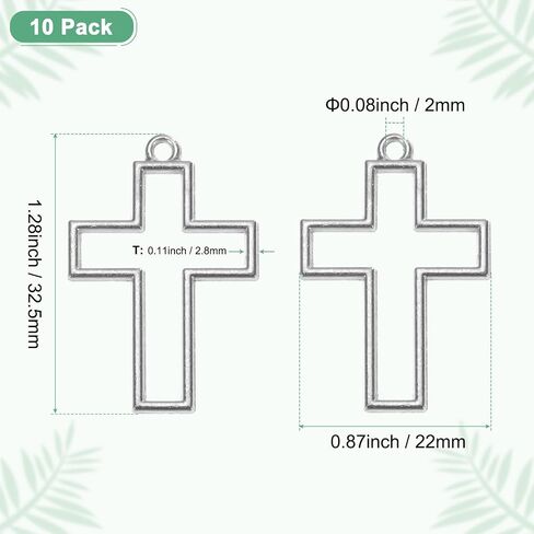 10-Pack Open Bezels for Resin, Cross Shape Open Back Bezel Pendants for Resin Jewelry Making/DIY Earrings Necklace, Alloy Hollow Frame Pendants [Gold Tone] in Saudi Arabia