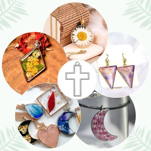 10-Pack Open Bezels for Resin, Cross Shape Open Back Bezel Pendants for Resin Jewelry Making/DIY Earrings Necklace, Alloy Hollow Frame Pendants [Gold Tone] in Saudi Arabia
