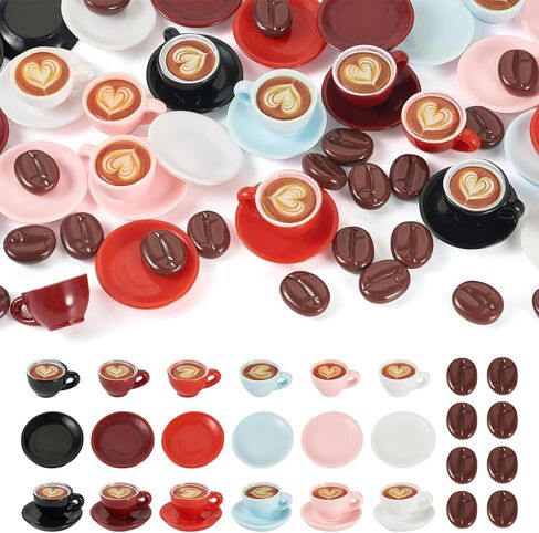 Cheriswelry 24Pcs Mini Coffee Cups Resin Coffee Miniature Ornaments Drink Tableware Dollhouse Accessories 14x23mm for Kitchen Play Party Garden Tableware Decorations in Saudi Arabia