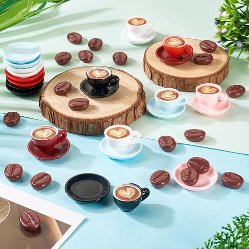 Cheriswelry 24Pcs Mini Coffee Cups Resin Coffee Miniature Ornaments Drink Tableware Dollhouse Accessories 14x23mm for Kitchen Play Party Garden Tableware Decorations in Saudi Arabia
