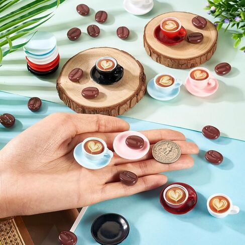 Cheriswelry 24Pcs Mini Coffee Cups Resin Coffee Miniature Ornaments Drink Tableware Dollhouse Accessories 14x23mm for Kitchen Play Party Garden Tableware Decorations in Saudi Arabia