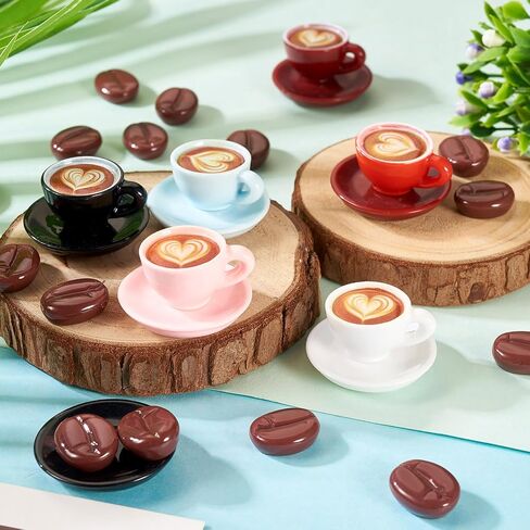 Cheriswelry 24Pcs Mini Coffee Cups Resin Coffee Miniature Ornaments Drink Tableware Dollhouse Accessories 14x23mm for Kitchen Play Party Garden Tableware Decorations in Saudi Arabia