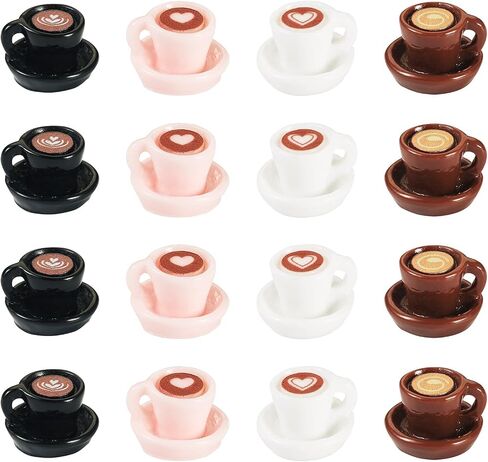 Cheriswelry 24Pcs Mini Coffee Cups Resin Coffee Miniature Ornaments Drink Tableware Dollhouse Accessories 14x23mm for Kitchen Play Party Garden Tableware Decorations in Saudi Arabia