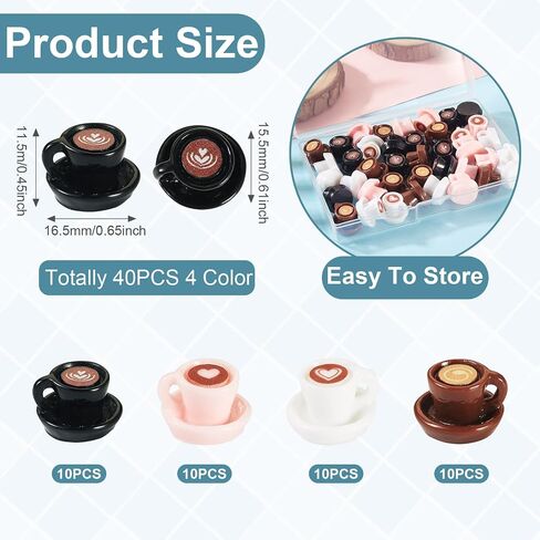 Cheriswelry 24Pcs Mini Coffee Cups Resin Coffee Miniature Ornaments Drink Tableware Dollhouse Accessories 14x23mm for Kitchen Play Party Garden Tableware Decorations in Saudi Arabia