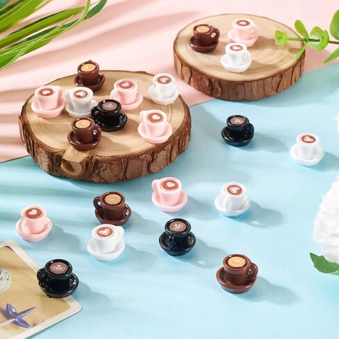 Cheriswelry 24Pcs Mini Coffee Cups Resin Coffee Miniature Ornaments Drink Tableware Dollhouse Accessories 14x23mm for Kitchen Play Party Garden Tableware Decorations in Saudi Arabia