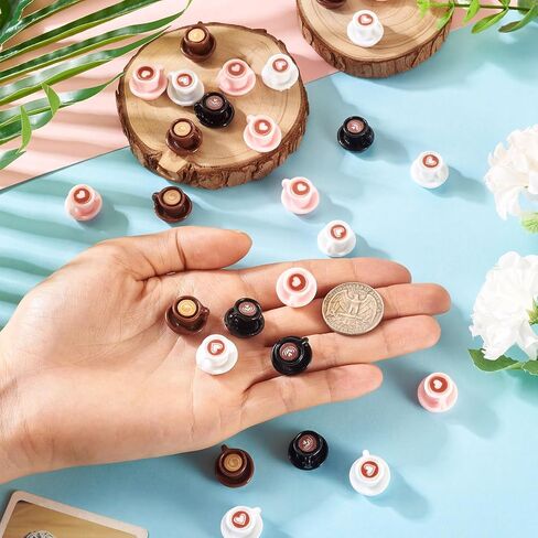 Cheriswelry 24Pcs Mini Coffee Cups Resin Coffee Miniature Ornaments Drink Tableware Dollhouse Accessories 14x23mm for Kitchen Play Party Garden Tableware Decorations in Saudi Arabia